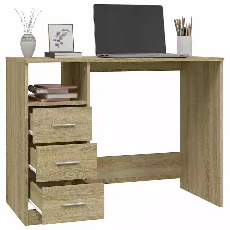 vidaXL Bureau Blanc Bois d'ingénierie 102 cm x 50 cm x 76 cm Bureau