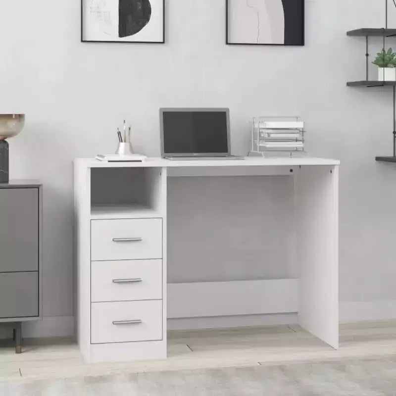vidaXL Bureau Blanc Bois d'ingénierie 102 cm x 50 cm x 76 cm Bureau