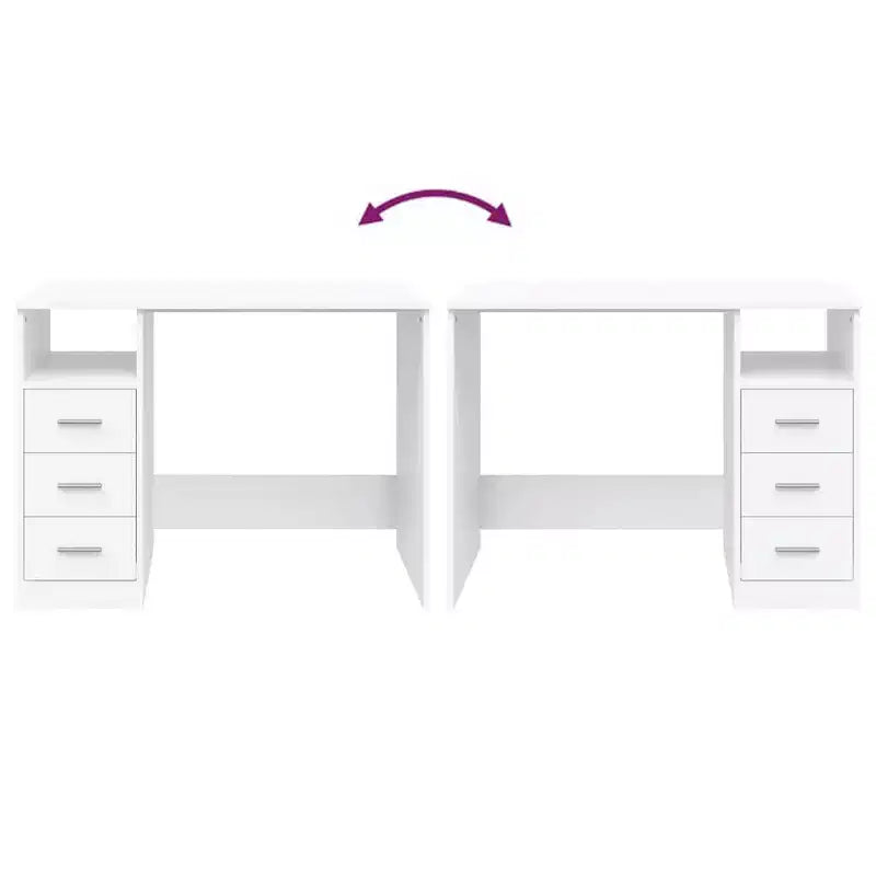 vidaXL Bureau Blanc Bois d'ingénierie 102 cm x 50 cm x 76 cm Bureau