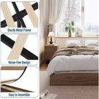 Cadre de lit plateforme Queen Size en bois avec 2 tiroirs de rangement, support à lattes pour matelas sans tête de lit, pas besoin de sommier, montage facile