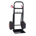 Chariot à plateforme en acier robuste AEELLEEA 150 kg, chariot à double poignée avec 10 roues en caoutchouc, diable pour entrepôt et jardin