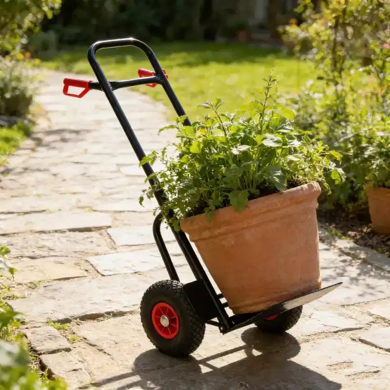 Chariot à plateforme en acier robuste AEELLEEA 150 kg, chariot à double poignée avec 10 roues en caoutchouc, diable pour entrepôt et jardin