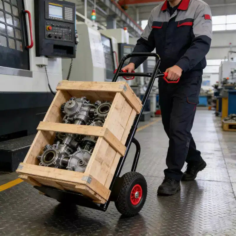 Chariot à plateforme en acier robuste AEELLEEA 150 kg, chariot à double poignée avec 10 roues en caoutchouc, diable pour entrepôt et jardin