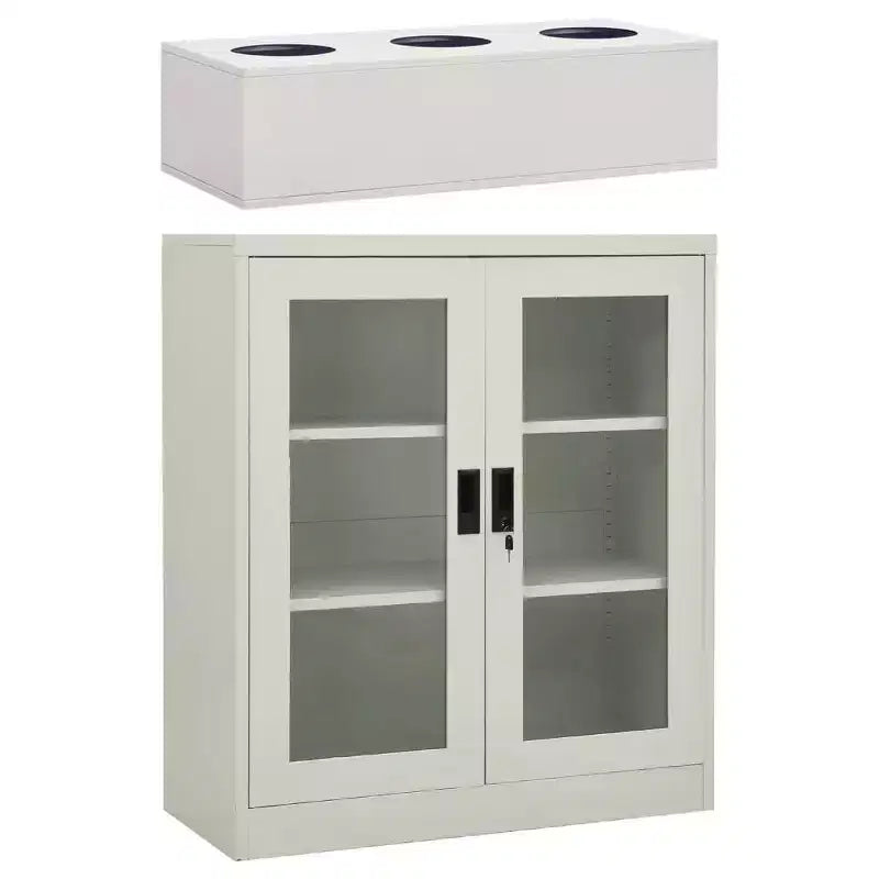 vidaXL Office Cabinet with Planter Box Light Gray 35.4x15.7x50.4 Steel
