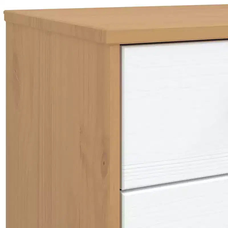 vidaXL Commode de rangement OLDEN Blanc et Marron Pin massif