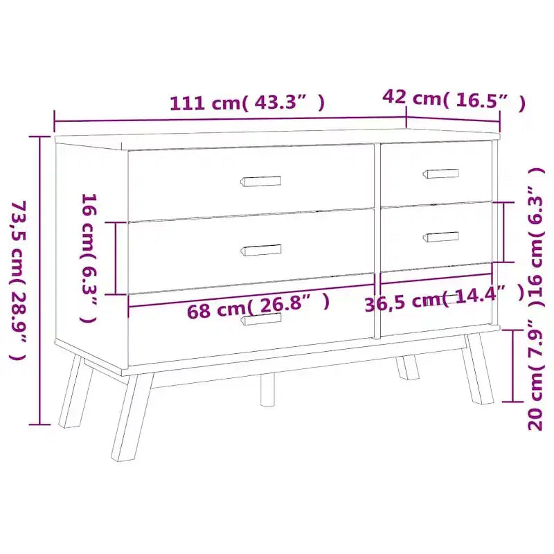 vidaXL Commode de rangement OLDEN Blanc et Marron Pin massif