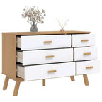 vidaXL Commode de rangement OLDEN Blanc et Marron Pin massif