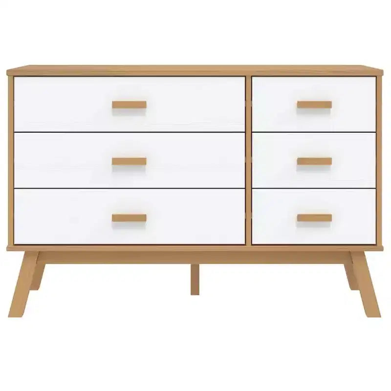 vidaXL Commode de rangement OLDEN Blanc et Marron Pin massif