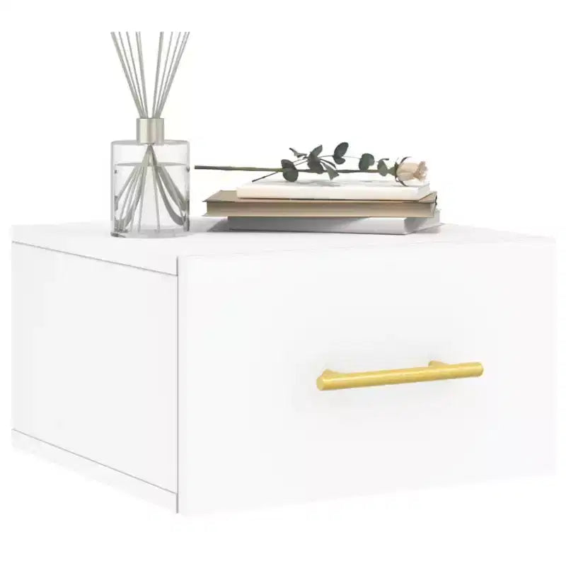 vidaXL Ensemble de 2 tables de chevet murales blanc Bois d'ingénierie
