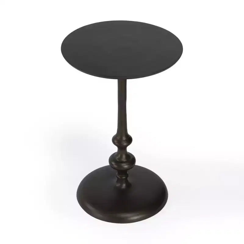 HomeRoots 18 Dark Burnished Bronze Aluminum Round Top Pedestal End Table