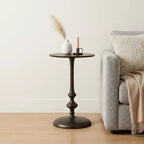HomeRoots 18 Table d'appoint ronde sur pied en aluminium bronze bruni foncé