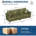 SunnyFurn Canapé 3 places en similicuir avec 2 coussins, assise profonde et pieds en bois pour salon/bureau