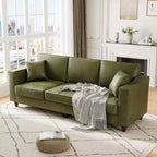 SunnyFurn Canapé 3 places en similicuir avec 2 coussins, assise profonde et pieds en bois pour salon/bureau