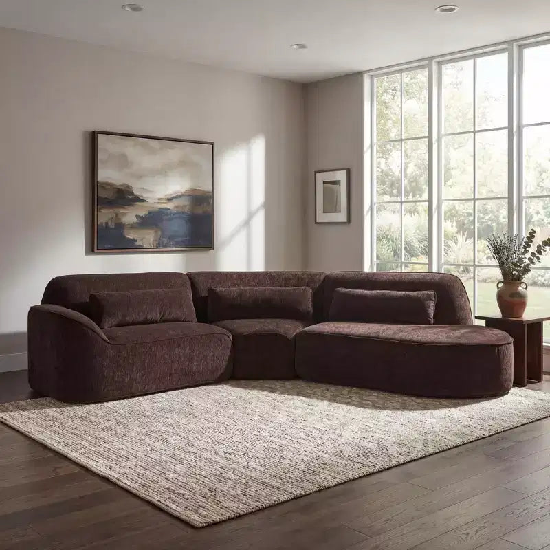 Christopher Knight Home Harmonie 123 Canapé d'angle moderne incurvé 4 places avec 3 coussins
