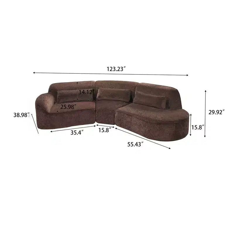 Christopher Knight Home Harmonie 123 Canapé d'angle moderne incurvé 4 places avec 3 coussins
