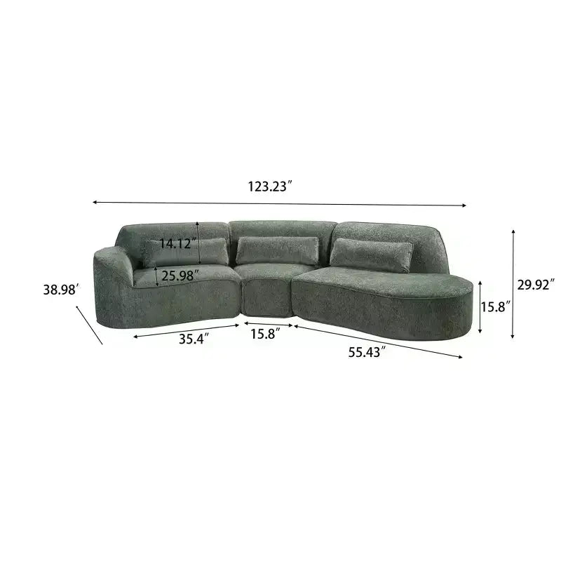 Christopher Knight Home Harmonie 123 Canapé d'angle moderne incurvé 4 places avec 3 coussins