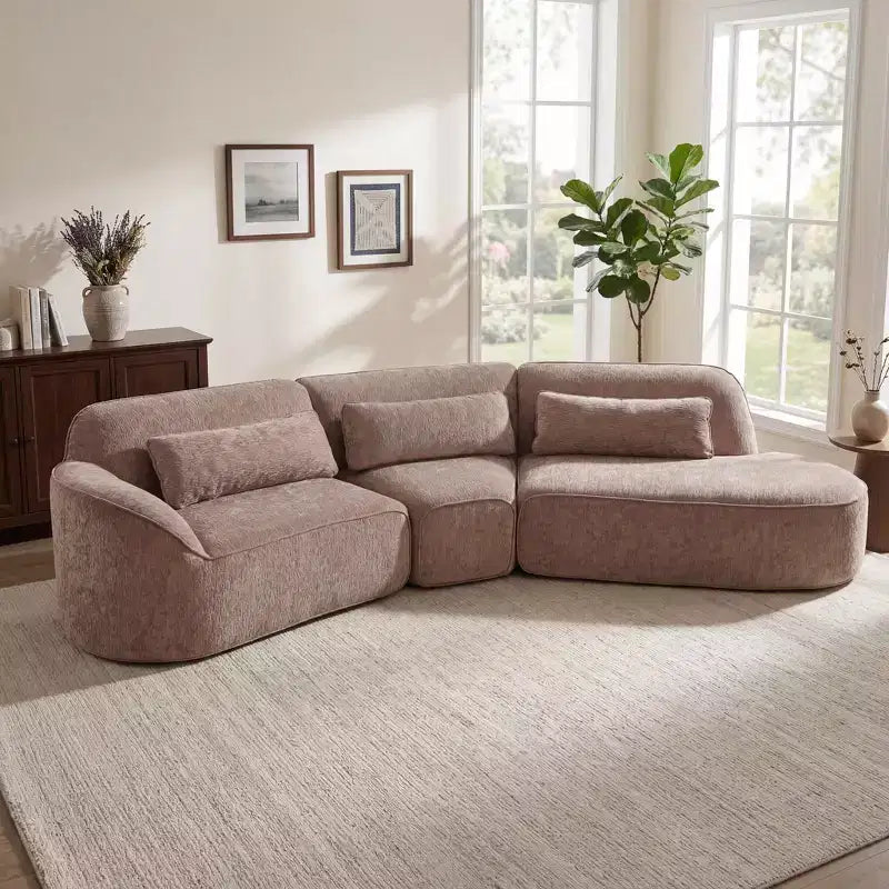 Christopher Knight Home Harmonie 123 Canapé d'angle moderne incurvé 4 places avec 3 coussins