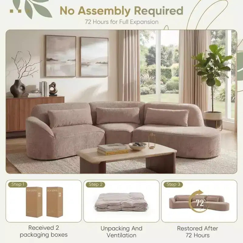 Christopher Knight Home Harmonie 123 Canapé d'angle moderne incurvé 4 places avec 3 coussins