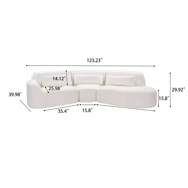 Christopher Knight Home Harmonie 123 Canapé d'angle moderne incurvé 4 places avec 3 coussins