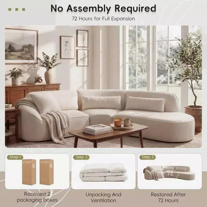 Christopher Knight Home Harmonie 123 Canapé d'angle moderne incurvé 4 places avec 3 coussins