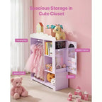 Meuble de rangement pour déguisements d'enfants VEVOR, avec armoire à bijoux, placard à déguisements avec miroir et étagères, dressing pour costumes de princesse, violet