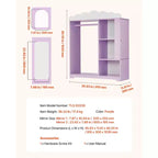 Meuble de rangement pour déguisements d'enfants VEVOR, avec armoire à bijoux, placard à déguisements avec miroir et étagères, dressing pour costumes de princesse, violet