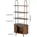 Grand meuble pour platine vinyle, étagère à livres arquée à 4 niveaux avec portes coulissantes, étagère média de tourne-disque de style moderne du milieu du siècle pour salon, Noyer
