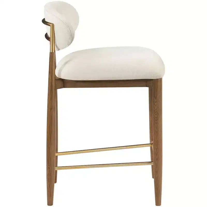 Tabouret de comptoir Riccio Meridian Furniture en noyer brun et tissu performant