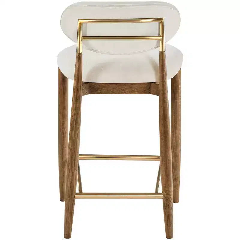 Tabouret de comptoir Riccio Meridian Furniture en noyer brun et tissu performant