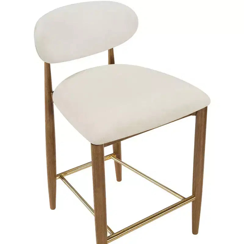 Tabouret de comptoir Riccio Meridian Furniture en noyer brun et tissu performant