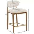 Tabouret de comptoir Riccio Meridian Furniture en noyer brun et tissu performant