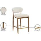 Tabouret de comptoir Riccio Meridian Furniture en noyer brun et tissu performant