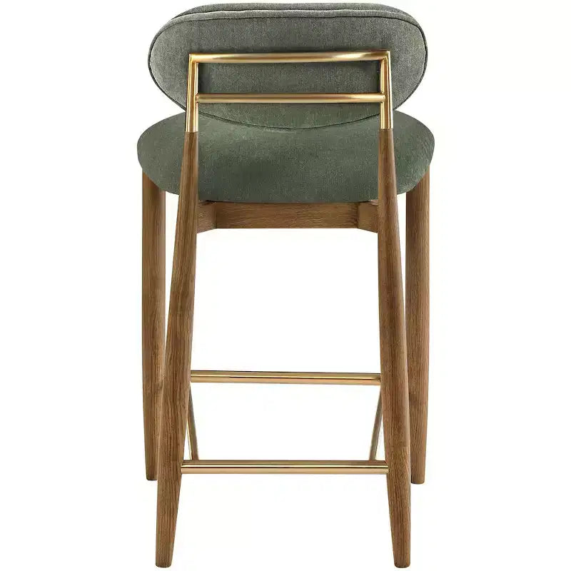 Tabouret de comptoir Riccio Meridian Furniture en noyer brun et tissu performant