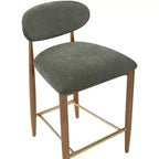 Tabouret de comptoir Riccio Meridian Furniture en noyer brun et tissu performant
