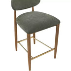 Tabouret de comptoir Riccio Meridian Furniture en noyer brun et tissu performant