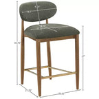 Tabouret de comptoir Riccio Meridian Furniture en noyer brun et tissu performant