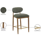 Tabouret de comptoir Riccio Meridian Furniture en noyer brun et tissu performant