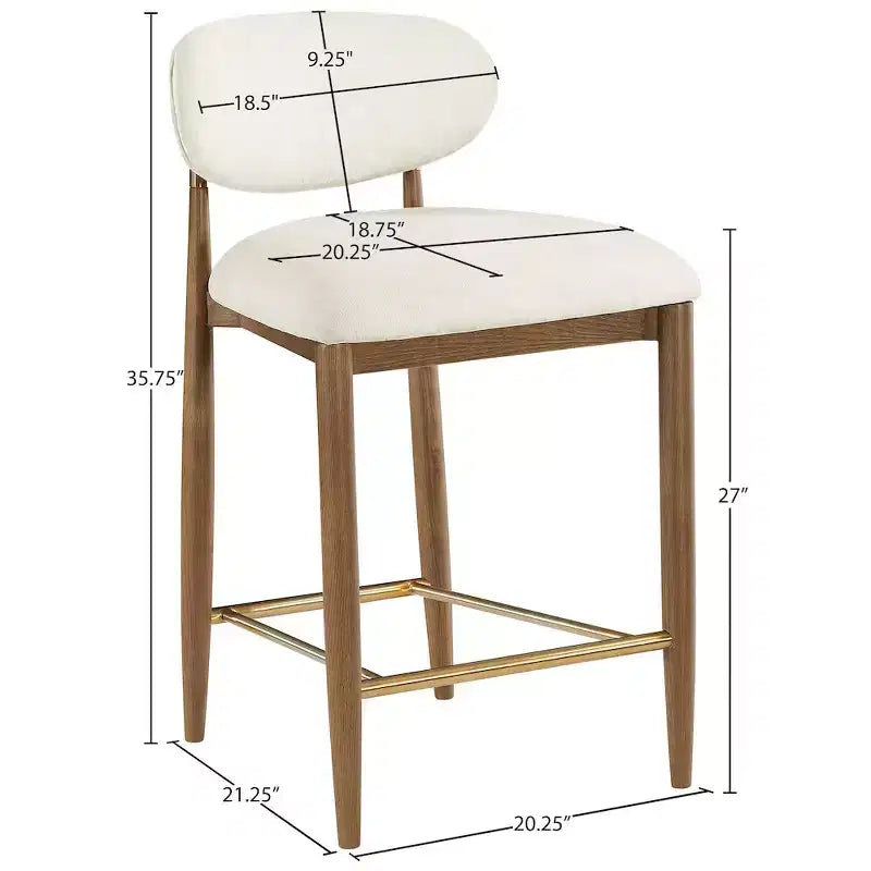 Tabouret de comptoir Riccio Meridian Furniture en noyer brun et tissu performant