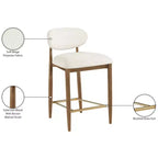 Tabouret de comptoir Riccio Meridian Furniture en noyer brun et tissu performant
