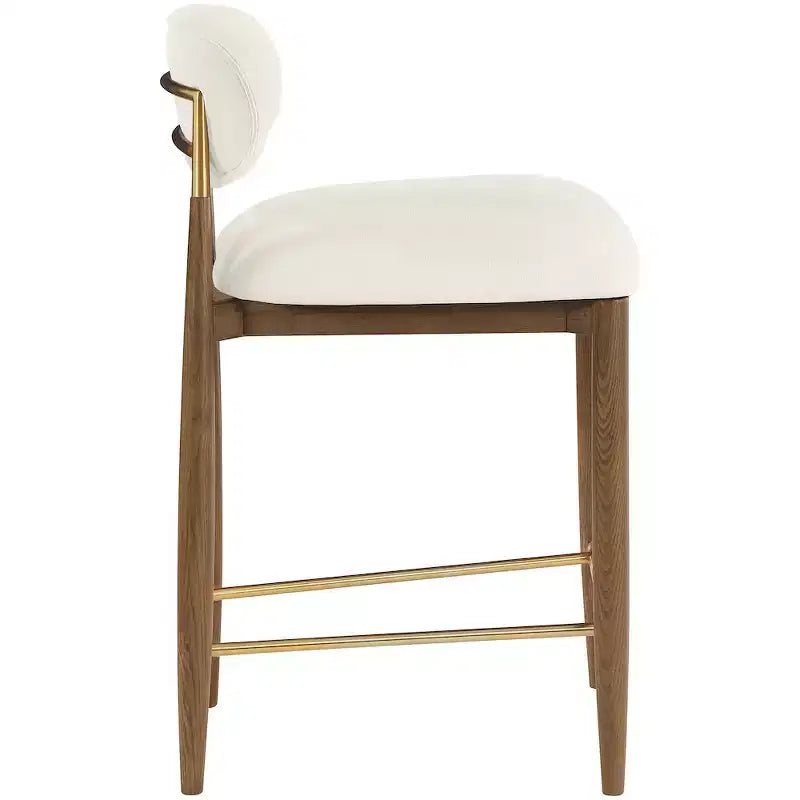Tabouret de comptoir Riccio Meridian Furniture en noyer brun et tissu performant