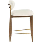 Tabouret de comptoir Riccio Meridian Furniture en noyer brun et tissu performant