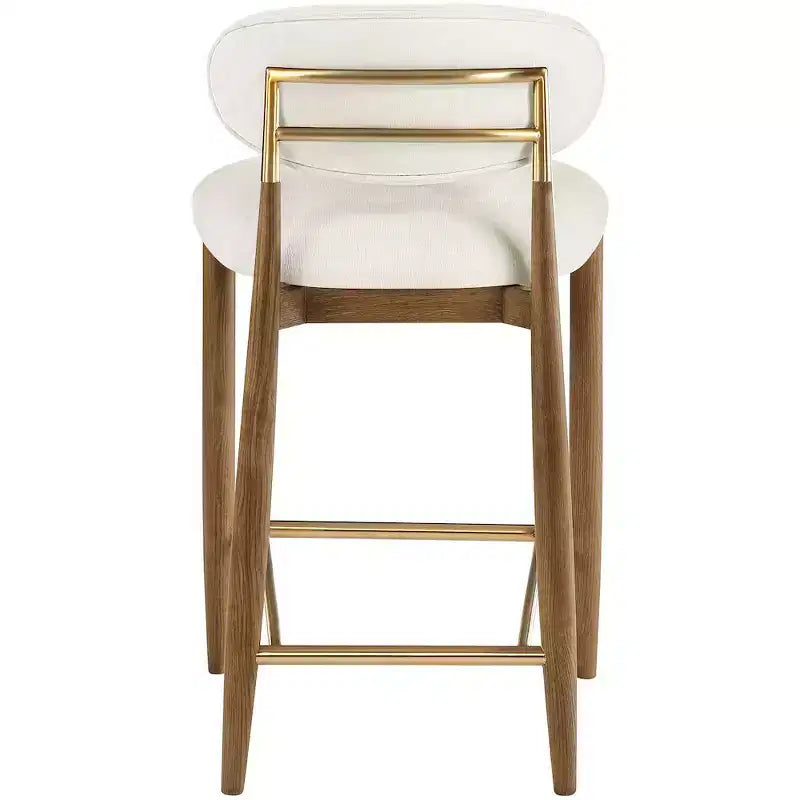 Tabouret de comptoir Riccio Meridian Furniture en noyer brun et tissu performant