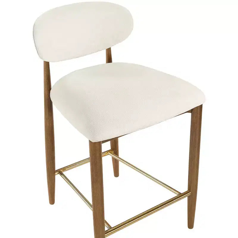 Tabouret de comptoir Riccio Meridian Furniture en noyer brun et tissu performant