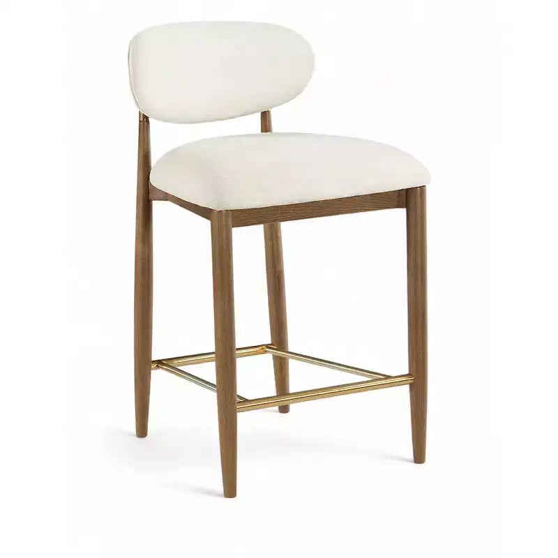 Meridian Furniture Riccio Brown Walnut Finish Performance Fabric Counter Stool