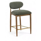 Tabouret de comptoir Riccio Meridian Furniture en noyer brun et tissu performant