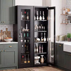 Armoire de rangement d'outils en acier noir, vitre simple face (pré-percée)