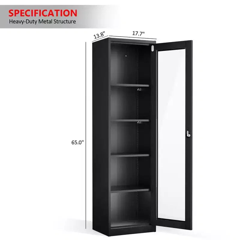 Armoire de rangement d'outils en acier noir, vitre simple face (pré-percée)