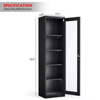 Armoire de rangement d'outils en acier noir, vitre simple face (pré-percée)
