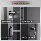Armoire de rangement d'outils en acier noir, vitre simple face (pré-percée)