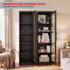 Armoire de rangement d'outils en acier noir, vitre simple face (pré-percée)